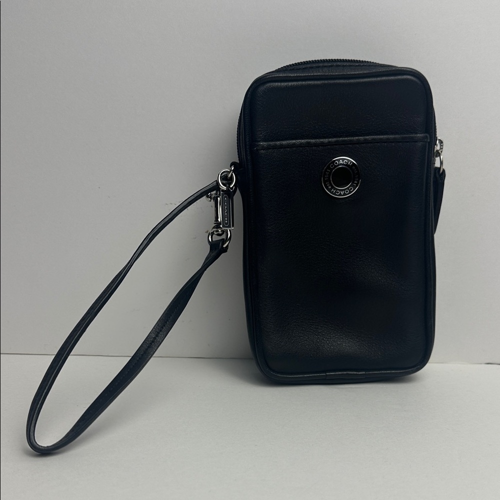 Coach Black Leather Clutch Wristlet